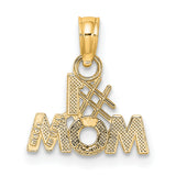 10k Yellow Gold Pendant, Number One Mom Design, Sentimental for Mothers