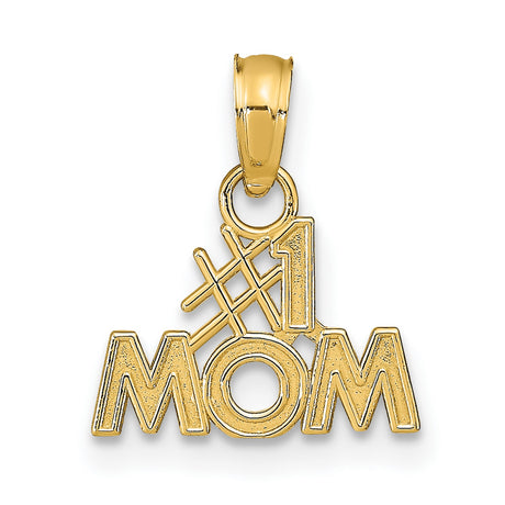 10k Yellow Gold Pendant, Number One Mom Design, Sentimental for Mothers
