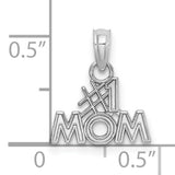 10k White Gold Pendant, Polished Number One Mom Design, Sentimental Charm for Women