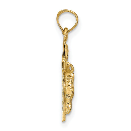 10k Yellow Gold Crucifix Cross Pendant with Detailed Jesus Sculpture, Religious Christian Charm
