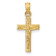 10k Yellow Gold Crucifix Cross Pendant with Sculpted Jesus, Polished Religious Charm for Men and Women
