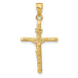 10k Yellow Gold Crucifix Cross Pendant Featuring Jesus and INRI for Men and Women