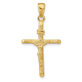 10k Yellow Gold Crucifix Cross Pendant Featuring Jesus and INRI for Men and Women