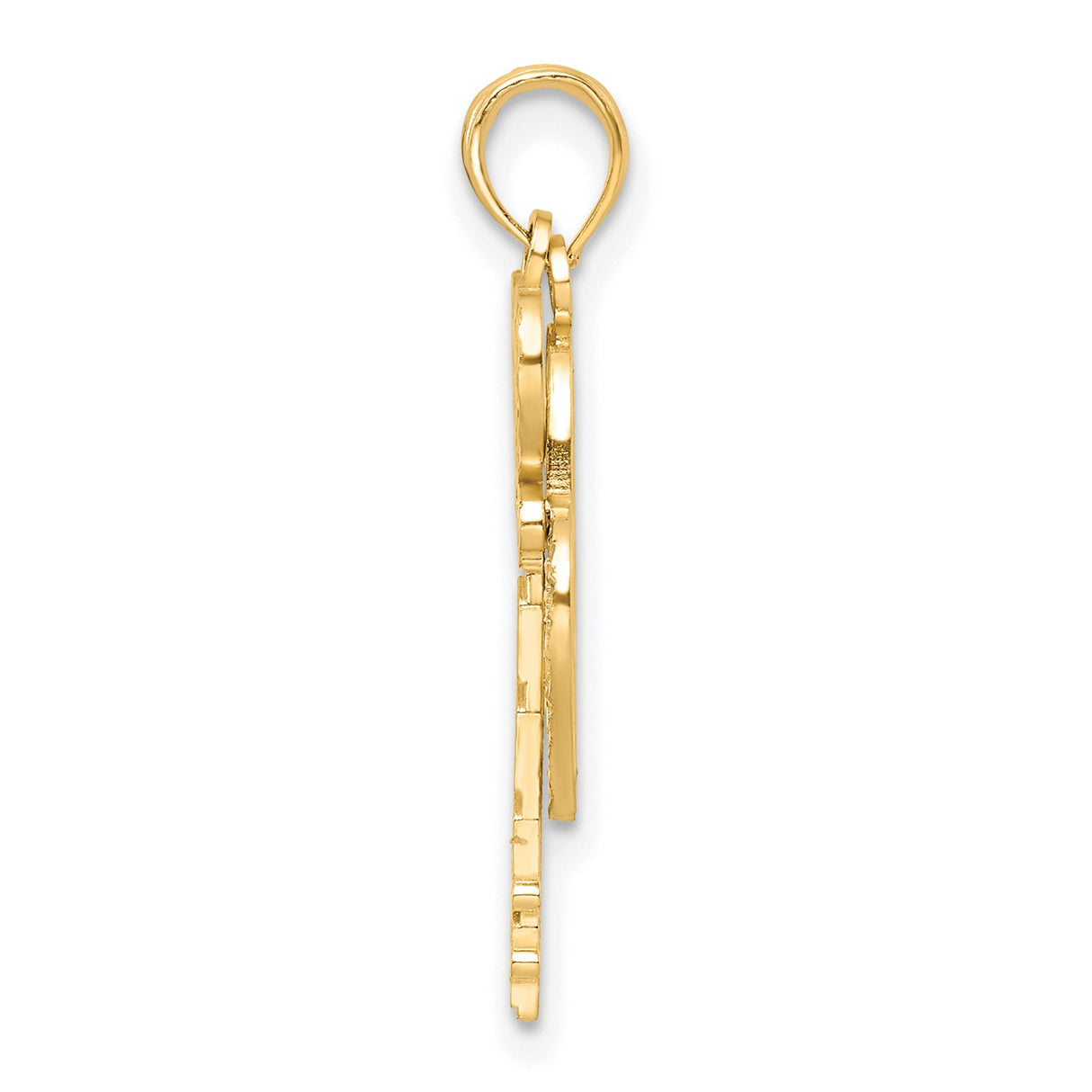 10k Multi-Tone Gold Pendant, Filigree Heart Key with Keyhole, Symbol of Love and Trust