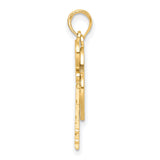10k Multi-Tone Gold Pendant, Filigree Heart Key with Keyhole, Symbol of Love and Trust