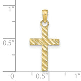 Diamond-Cut Cross Charm Pendant in Real 10k Yellow Gold