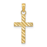 Diamond-Cut Cross Charm Pendant in Real 10k Yellow Gold