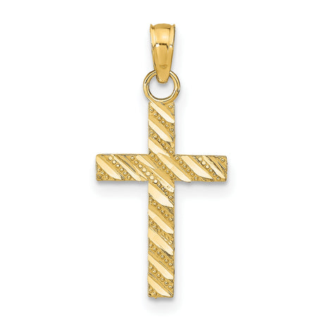 Diamond-Cut Cross Charm Pendant in Real 10k Yellow Gold