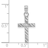 Diamond-Cut Cross Charm Pendant in Real 10k White Gold