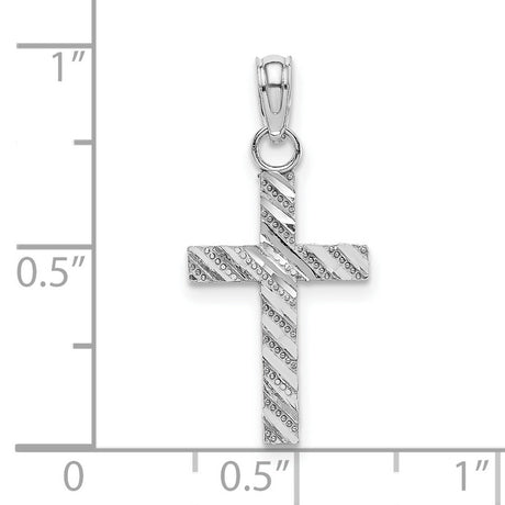 Diamond-Cut Cross Charm Pendant in Real 10k White Gold