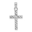 Diamond-Cut Cross Charm Pendant in Real 10k White Gold