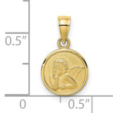 10mm Engraved Angel Coin Charm Pendant in Real 10k Yellow Gold