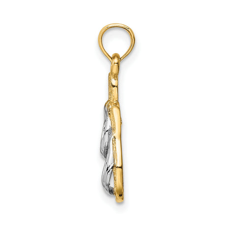 Solid Polished Sandals Charm Pendant in Real 10k Multi-Tone Gold