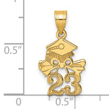 Graduation Cap and Diploma - 2023 Charm Pendant in Real 10k Yellow Gold