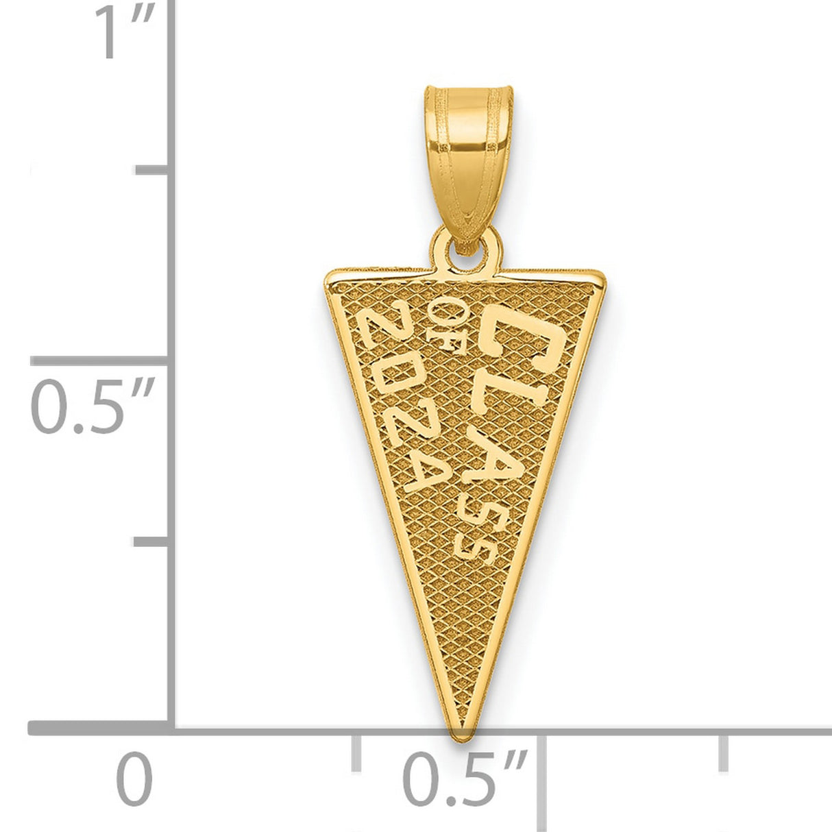 Class Of 2024 Rally Flag Graduation Charm Pendant in Real 10k Yellow Gold