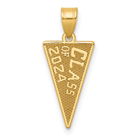 Class Of 2024 Rally Flag Graduation Charm Pendant in Real 10k Yellow Gold
