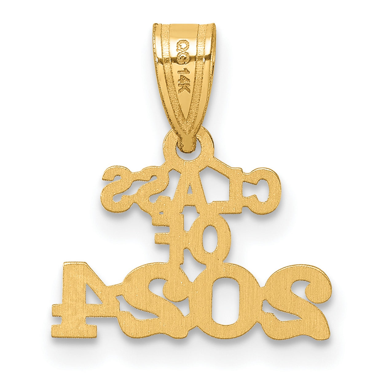 Block CLASS OF 2024 Charm Pendant in Real 10k Yellow Gold