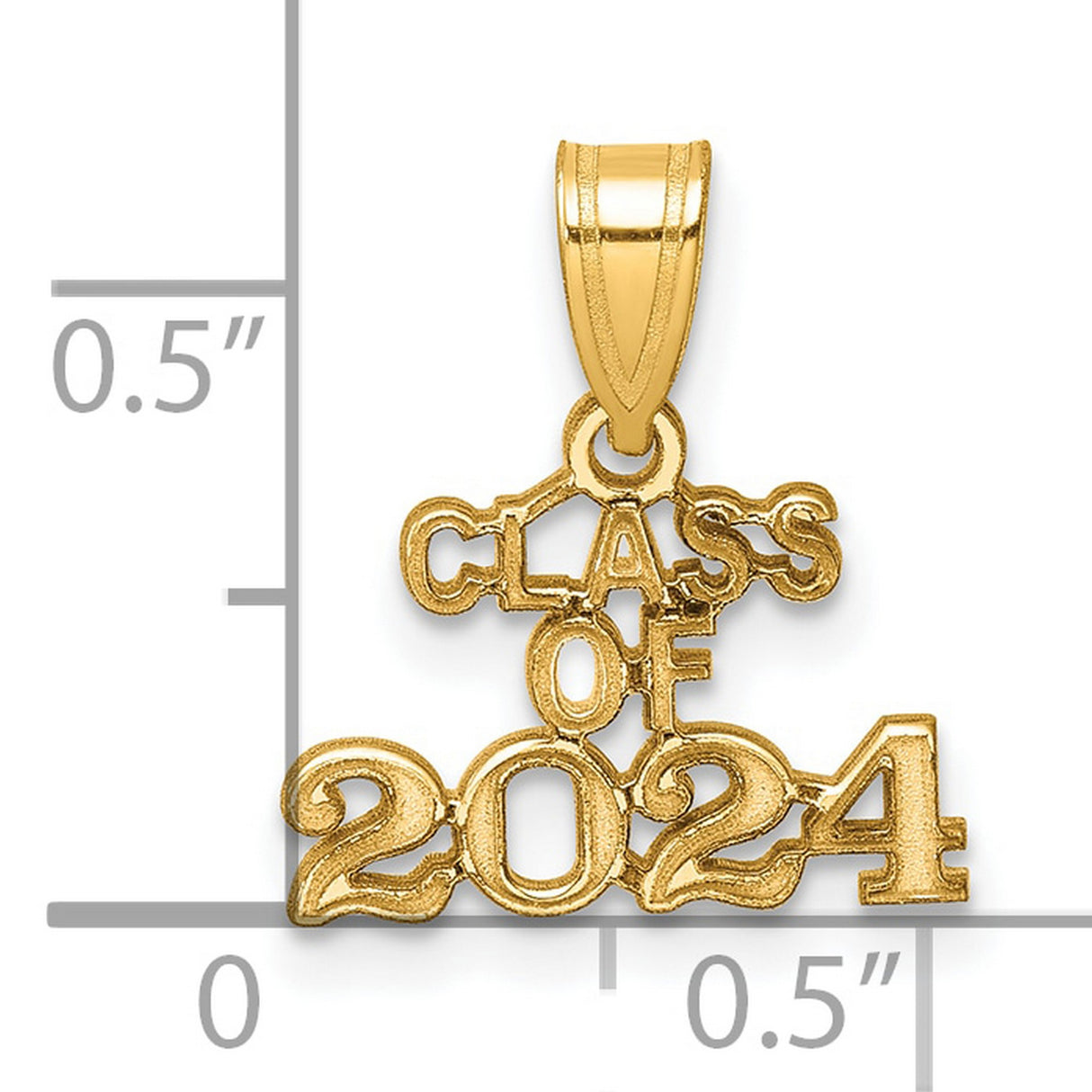 Block CLASS OF 2024 Charm Pendant in Real 10k Yellow Gold