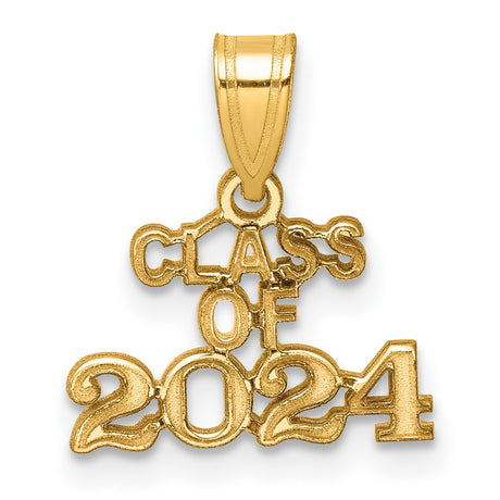 Block CLASS OF 2024 Charm Pendant in Real 10k Yellow Gold
