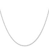 10K White Gold 1.15 mm Polished Chain Necklace, Solid