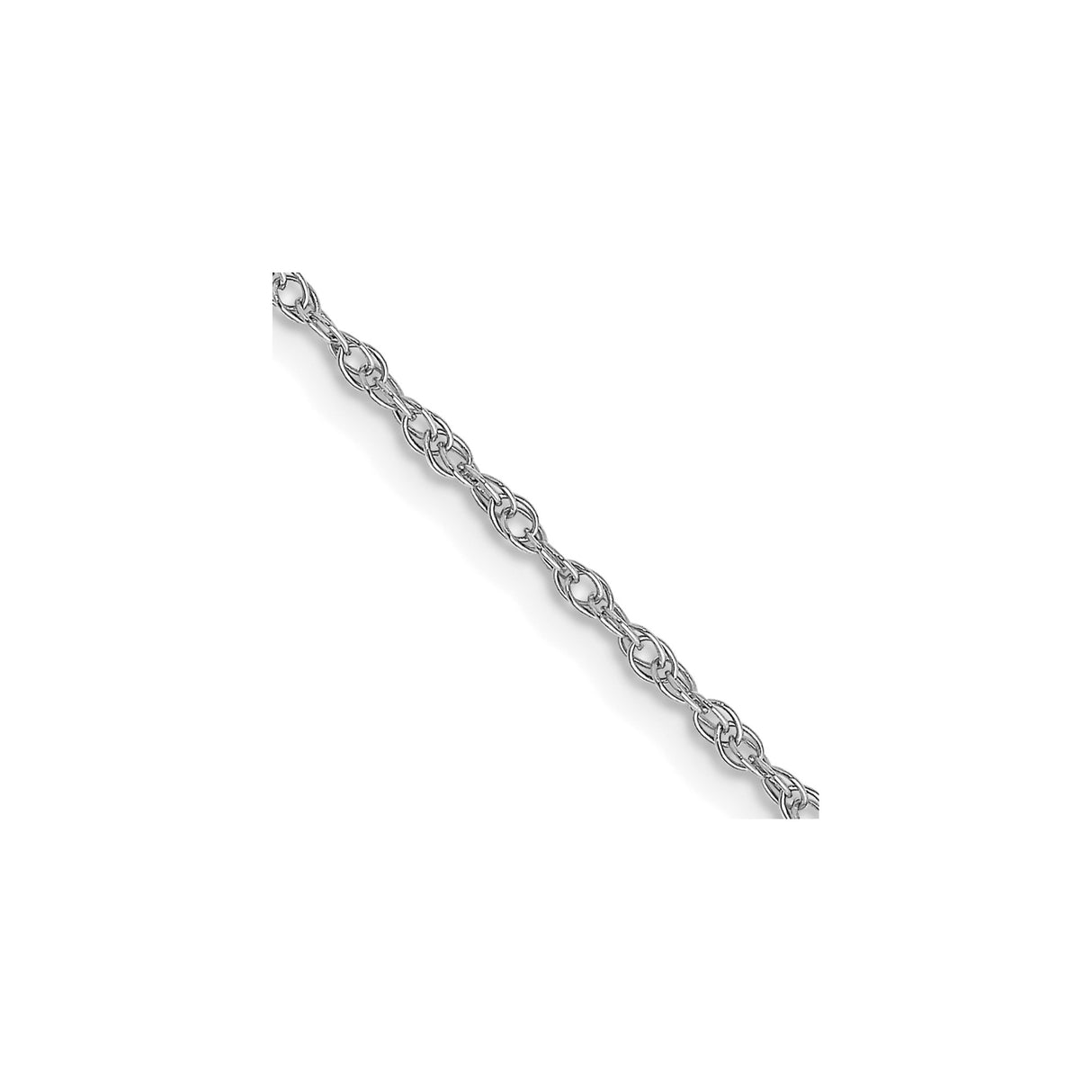 10K White Gold 1.15 mm Polished Chain Necklace, Solid detail view