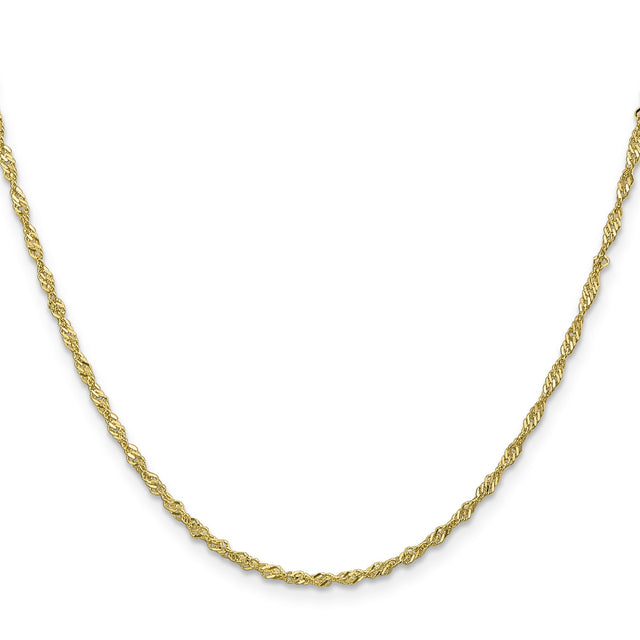10K Yellow Gold 1.7 mm Singapore Chain Necklace, Polished
