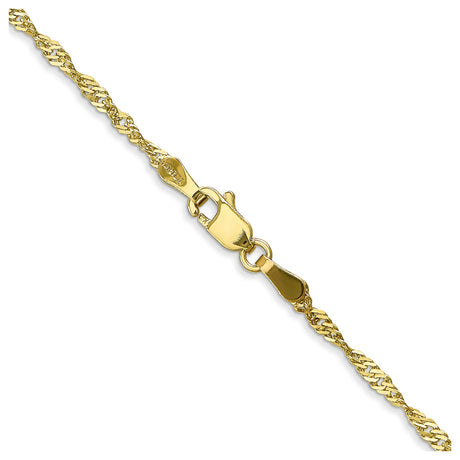 10K Yellow Gold 1.7 mm Singapore Chain Necklace, Polished alternate angle