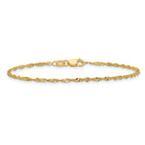 10K Yellow Gold 1.7 mm Singapore Chain Bracelet, Polished alternate angle