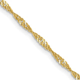 10K Yellow Gold 1.7 mm Singapore Chain Necklace, Polished detail view