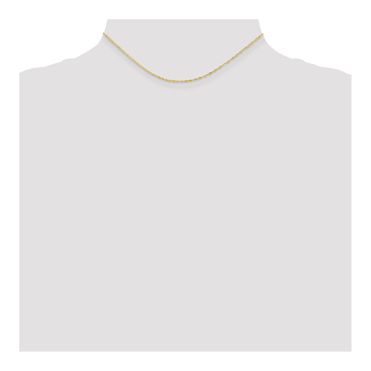 10K Yellow Gold 1.1 mm Singapore Chain Necklace, Polished detail view