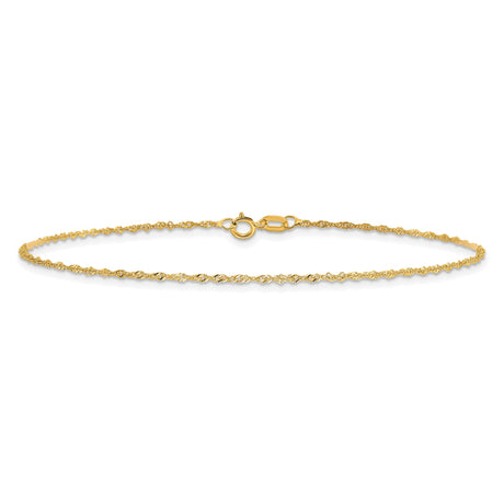 10K Yellow Gold 1.1 mm Singapore Chain Bracelet, Polished