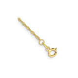 10K Yellow Gold 1.1 mm Singapore Chain Anklet, Polished detail view
