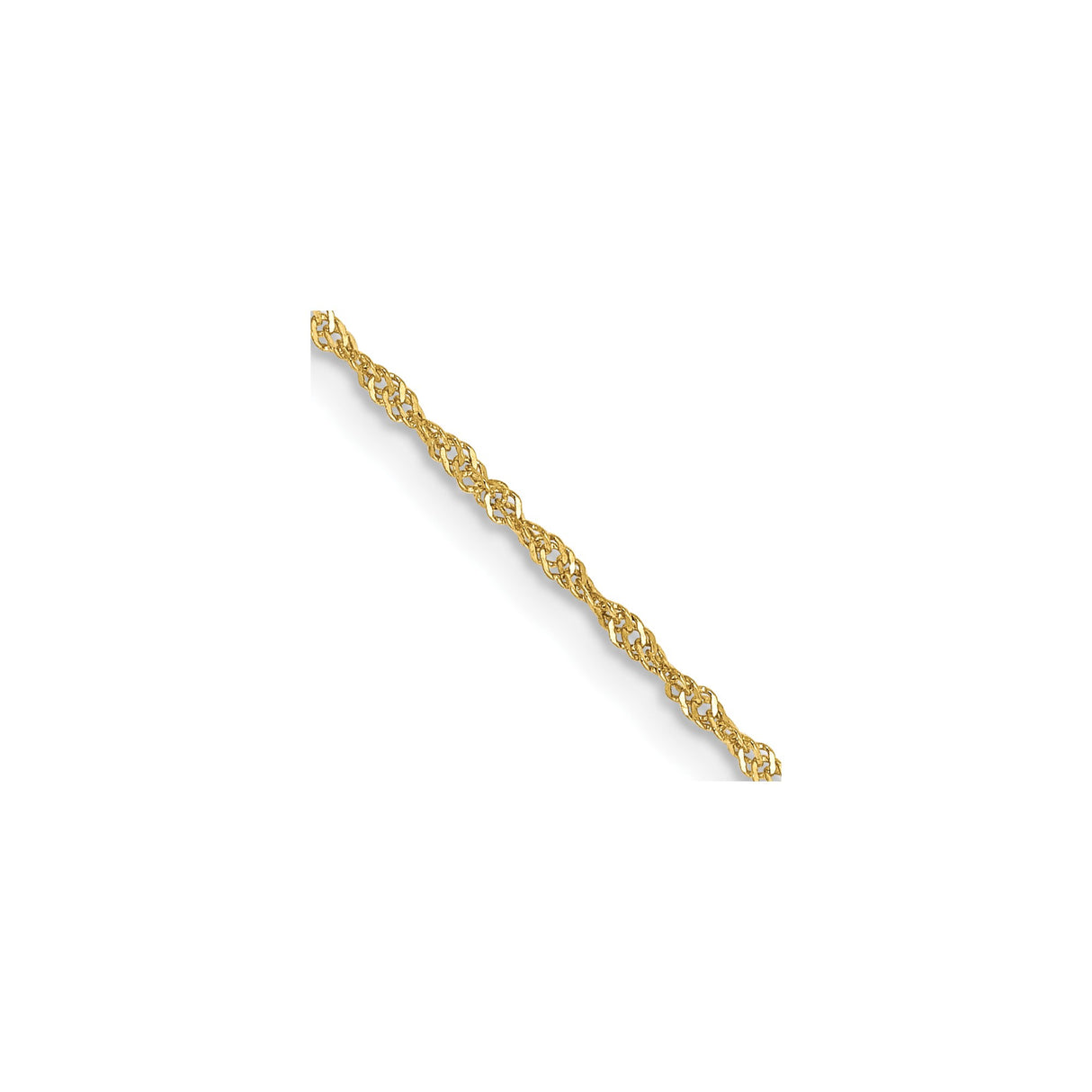10K Yellow Gold 1.1 mm Singapore Chain Necklace, Polished detail view