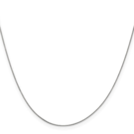 10K White Gold 0.5 mm Box Chain Necklace, Polished