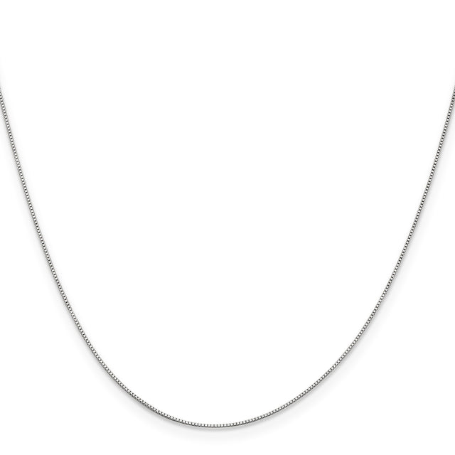 10K White Gold 0.5 mm Box Chain Necklace, Polished