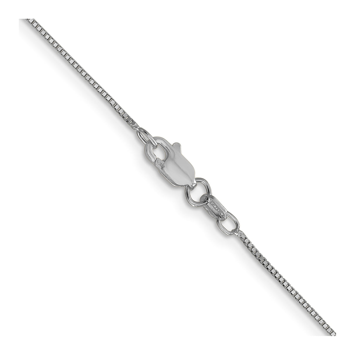 10K White Gold 0.7 mm Box Chain Necklace, Polished alternate angle