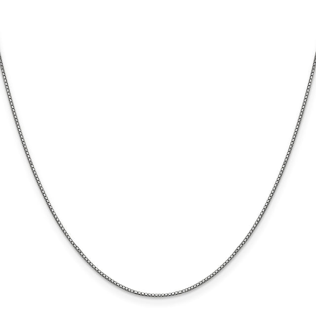 10K White Gold 0.9 mm Box Chain Necklace, Polished