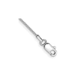 10K White Gold 0.9 mm Box Chain Anklet, Polished