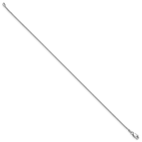 10K White Gold 0.95 mm Box Chain Anklet, Polished