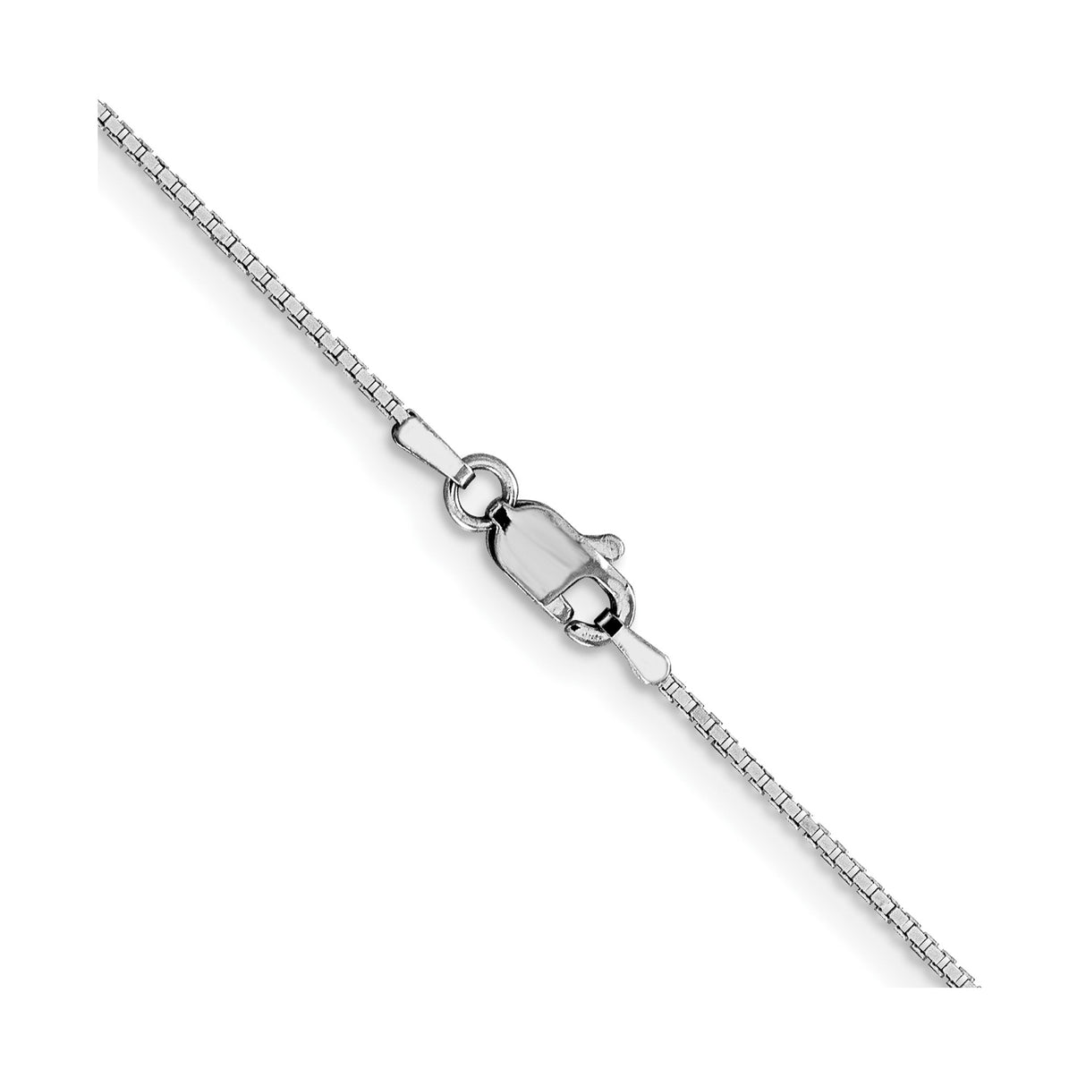 10K White Gold 1 mm Box Chain Necklace, Polished alternate angle
