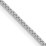 10K White Gold 1 mm Box Chain Necklace, Polished detail view