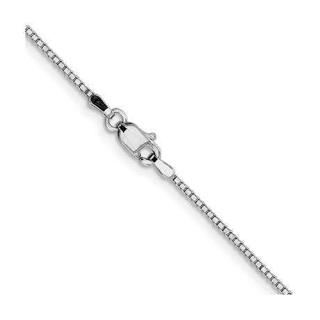 10K White Gold 1.05 mm Box Chain Necklace, Polished alternate angle
