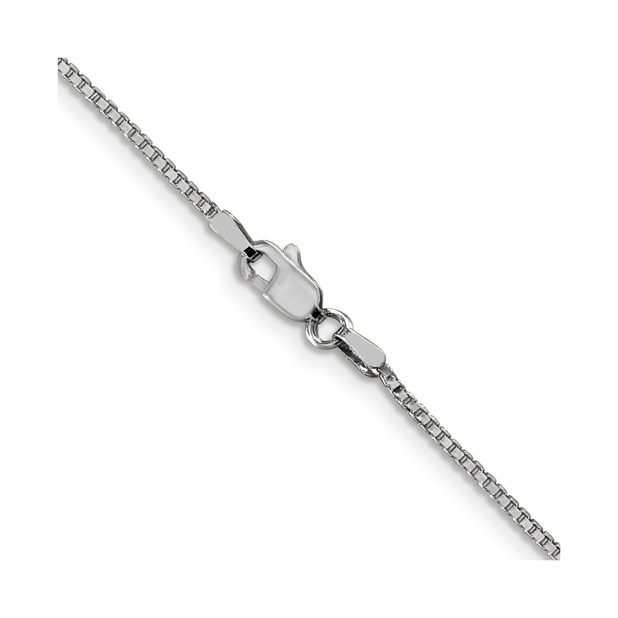 10K White Gold 1.1 mm Box Chain Necklace, Polished alternate angle