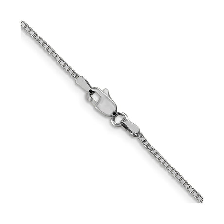 10K White Gold 1.1 mm Box Chain Necklace, Polished alternate angle