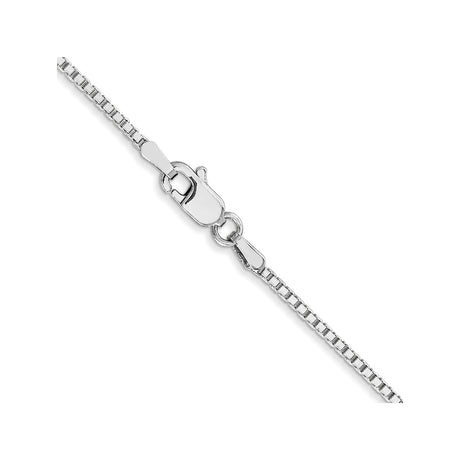 10K White Gold 1.25 mm Box Chain Necklace, Polished alternate angle