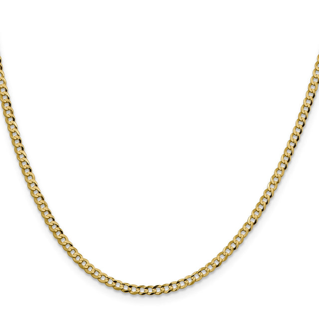 10K Yellow Gold 3.1 mm Polished Chain Necklace, Solid