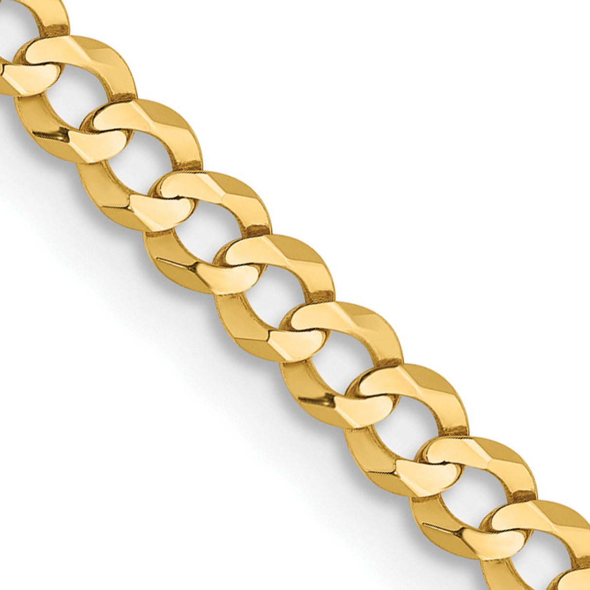 10K Yellow Gold 3.1 mm Polished Chain Necklace, Solid detail view