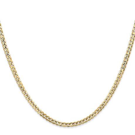 10K Yellow Gold 3 mm Curb Chain Necklace, Polished