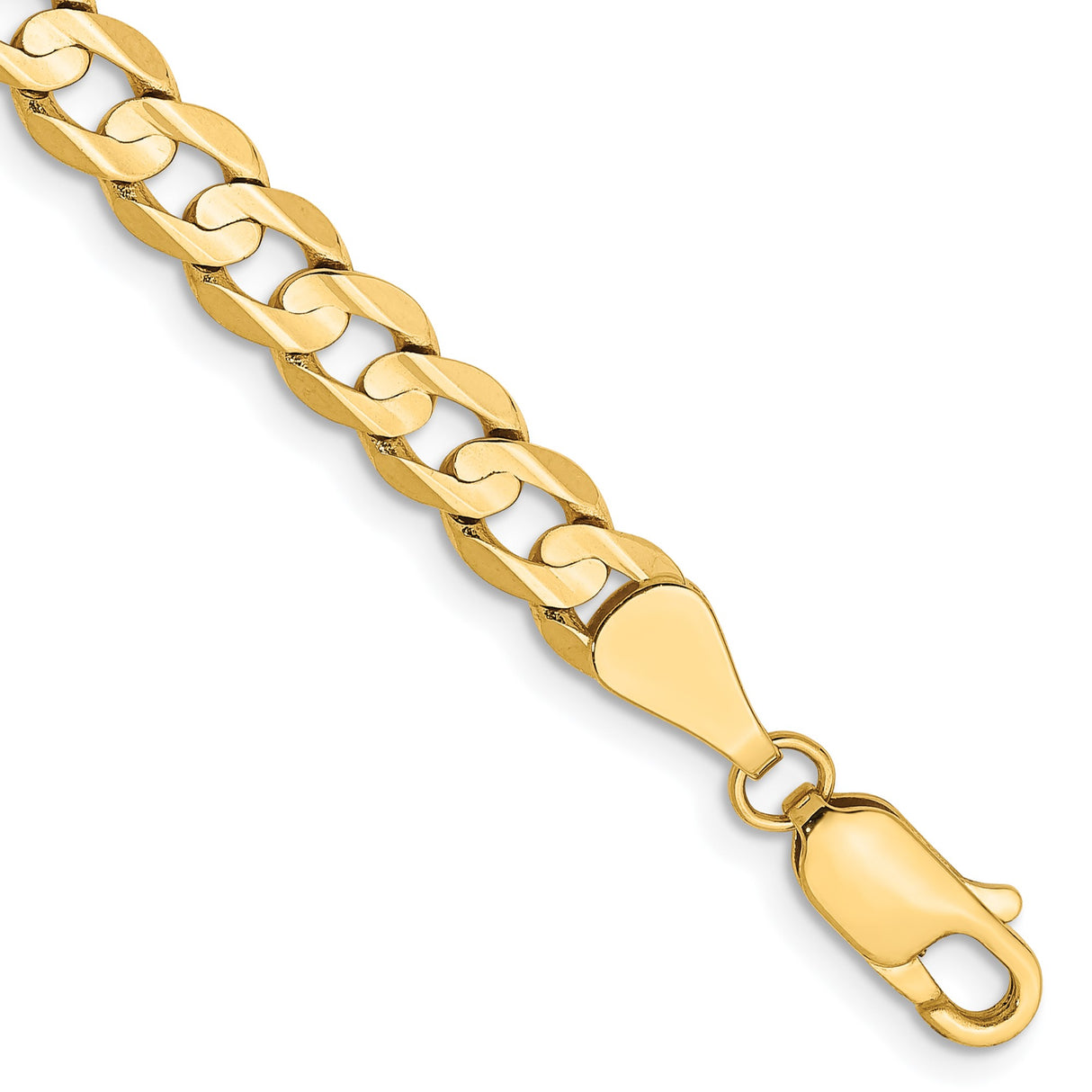 10K Yellow Gold 5.25 mm Curb Chain Anklet, Polished