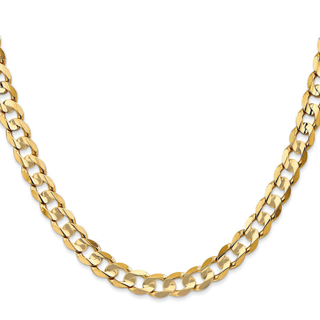 10K Yellow Gold 6.75 mm Curb Chain Necklace, Polished
